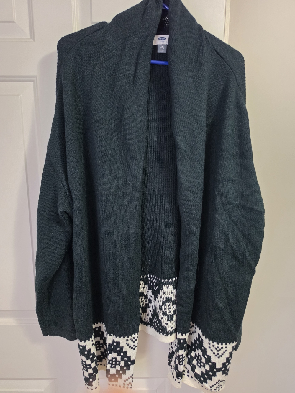 Old Navy Forest Green Oversized Chunky Sweater Cardigan With Aztec Trim XXL